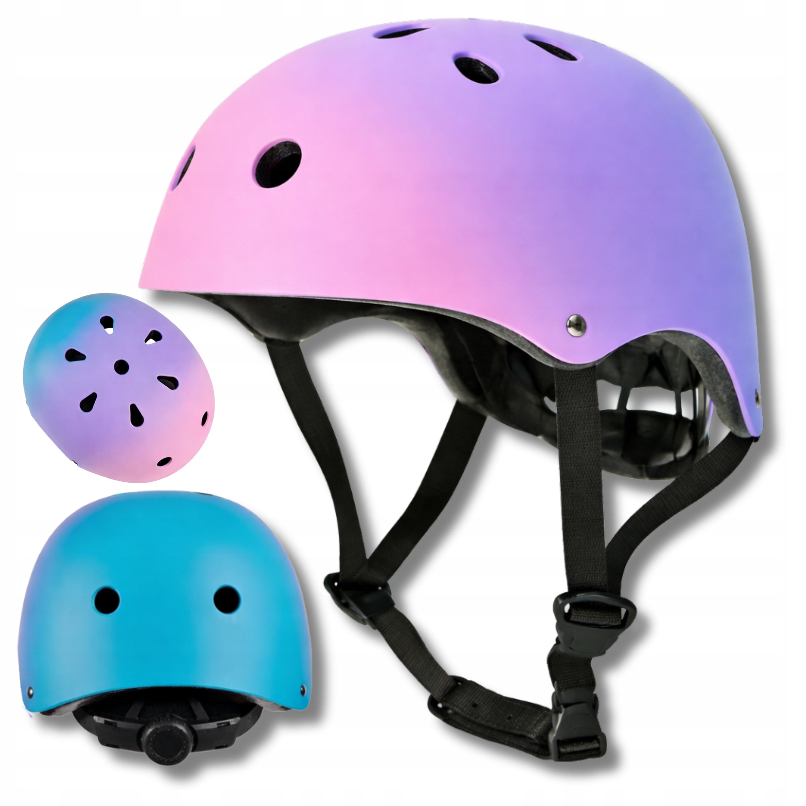 Kask Rowerowy Dziecięcy M 55-58 cm Różowy Fioletowy Na Rower Hulajnogę