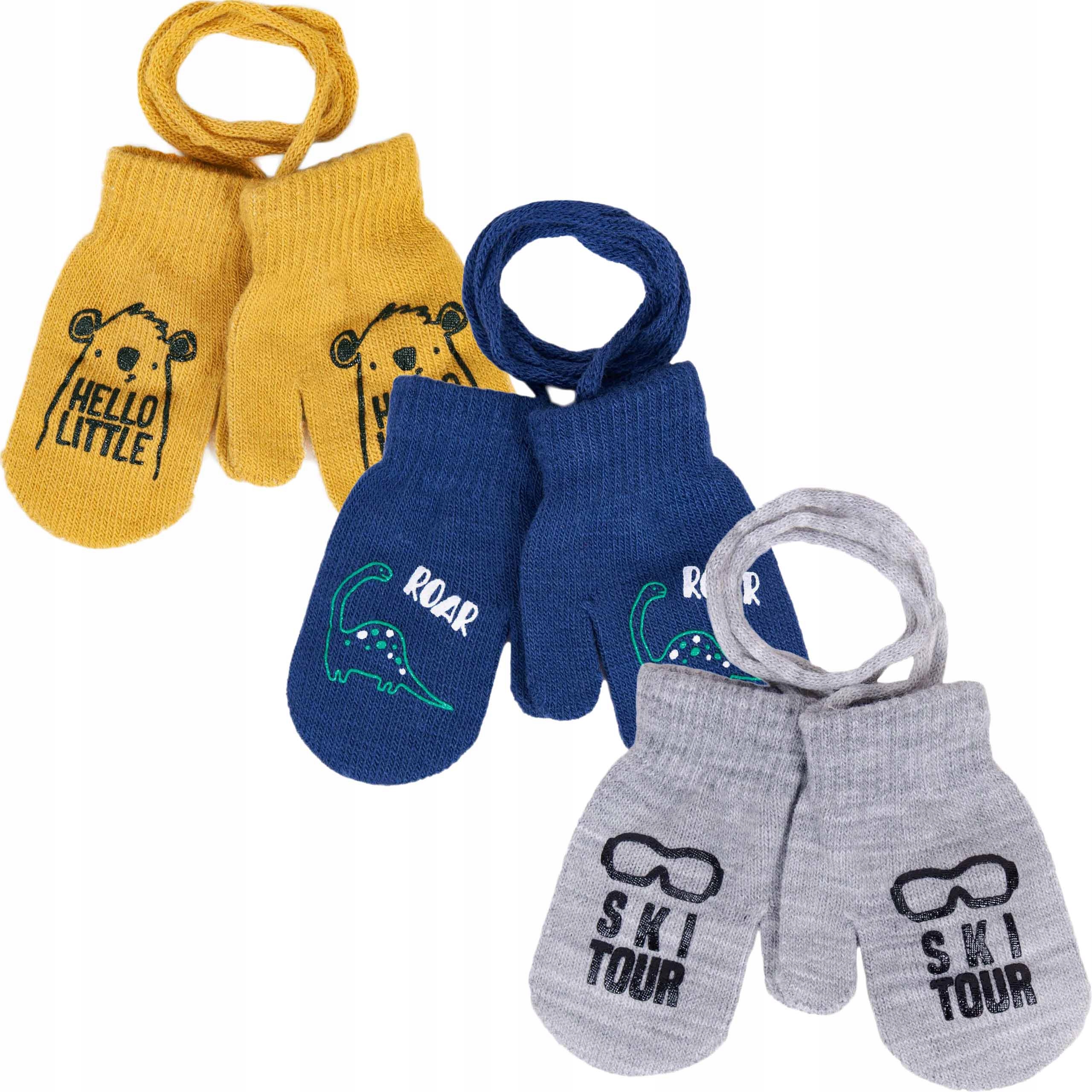 

Rękawiczki Dziecięce Na Sznurku 3 Pary 12cm, 86-92