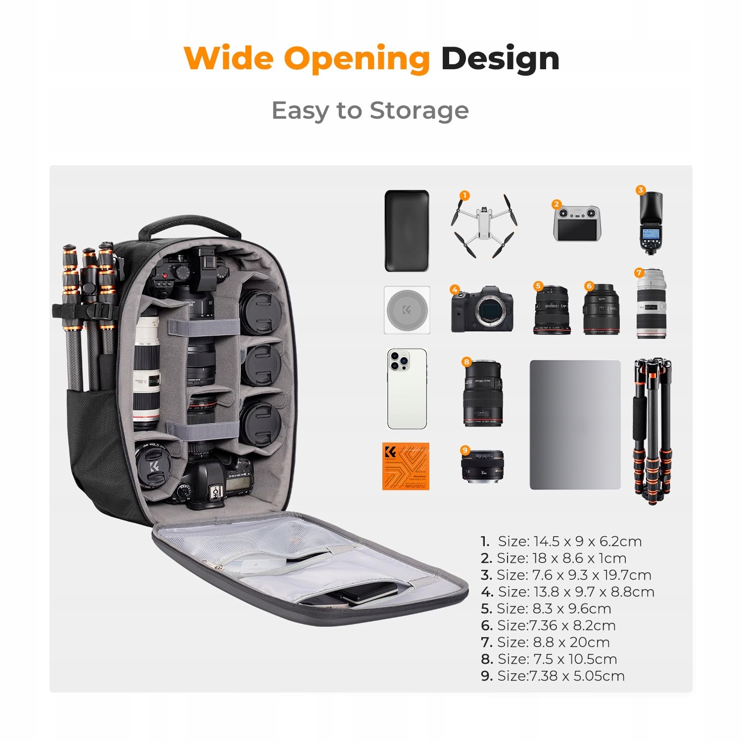 K&F CONCEPT Plecak Na Aparat Z Hartowaną Obudową Laptop 15,6 Cali Drony — miniatura 2