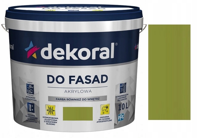 DEKORAL FARBA FASADOWA POLINIT ZIELEŃ OLIWKOWA 10L
