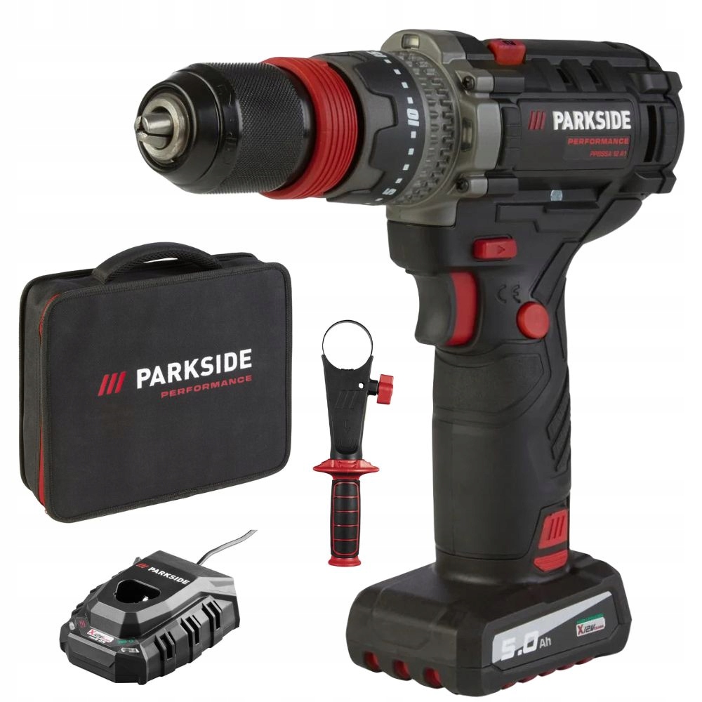 Wiertarka Parkside Ppbssa A1 12V 3 Biegi Zestaw Aku 5 Ah Ładowarka Torba