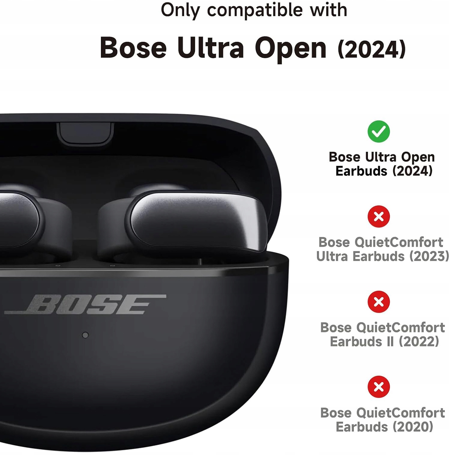 Suritch Etui do słuchawek Bose Ultra Open Earbuds 2024, z karabińczykiem, czarne Stan opakowania oryginalne