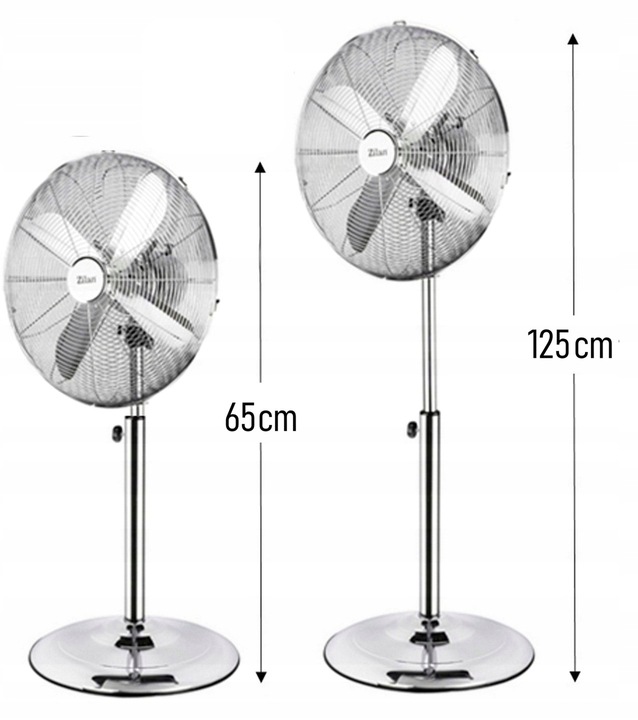 WENTYLATOR PODŁOGOWY STAL CHROM 50W, 40CM Kolor dominujący srebrny/szary
