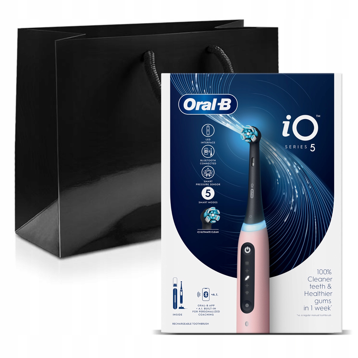 Oral-B iO 5 Różowa Szczoteczka elektryczna+etui podróżne zestaw prezentowy