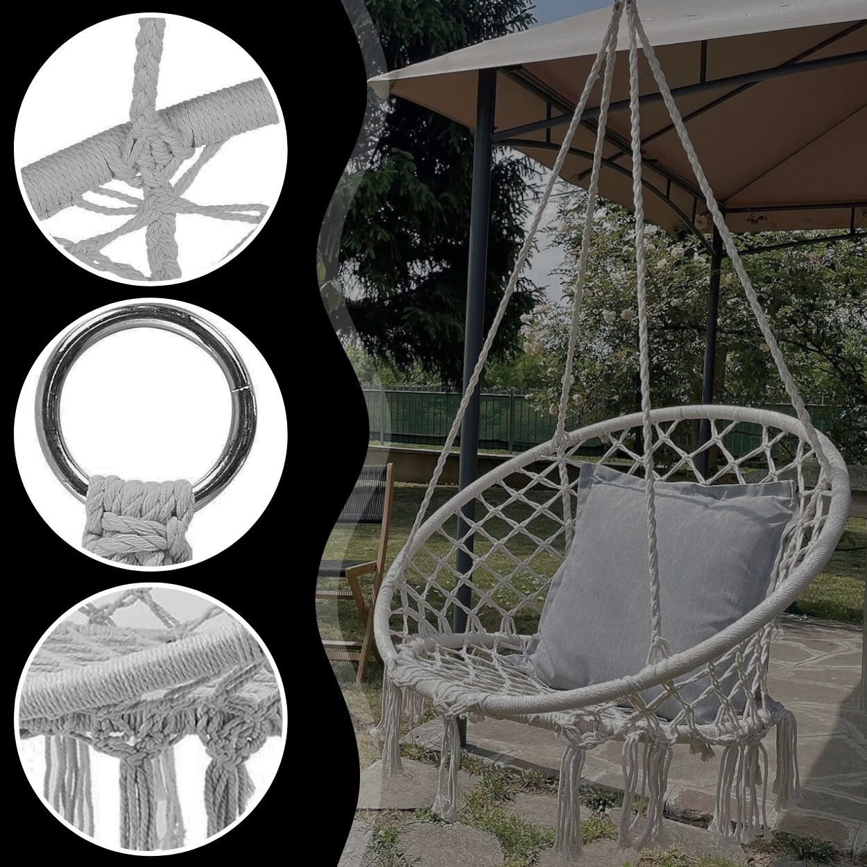 KRZESŁO BRAZYLIJSKIE FOTEL WISZĄCY DO OGRODU TARASU KOKON SIEDZISKO RATTAN Producent inna