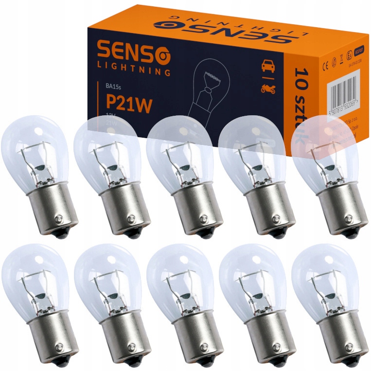 Żarówki Senso P21W 12V Homologacja E4 x10sztuk