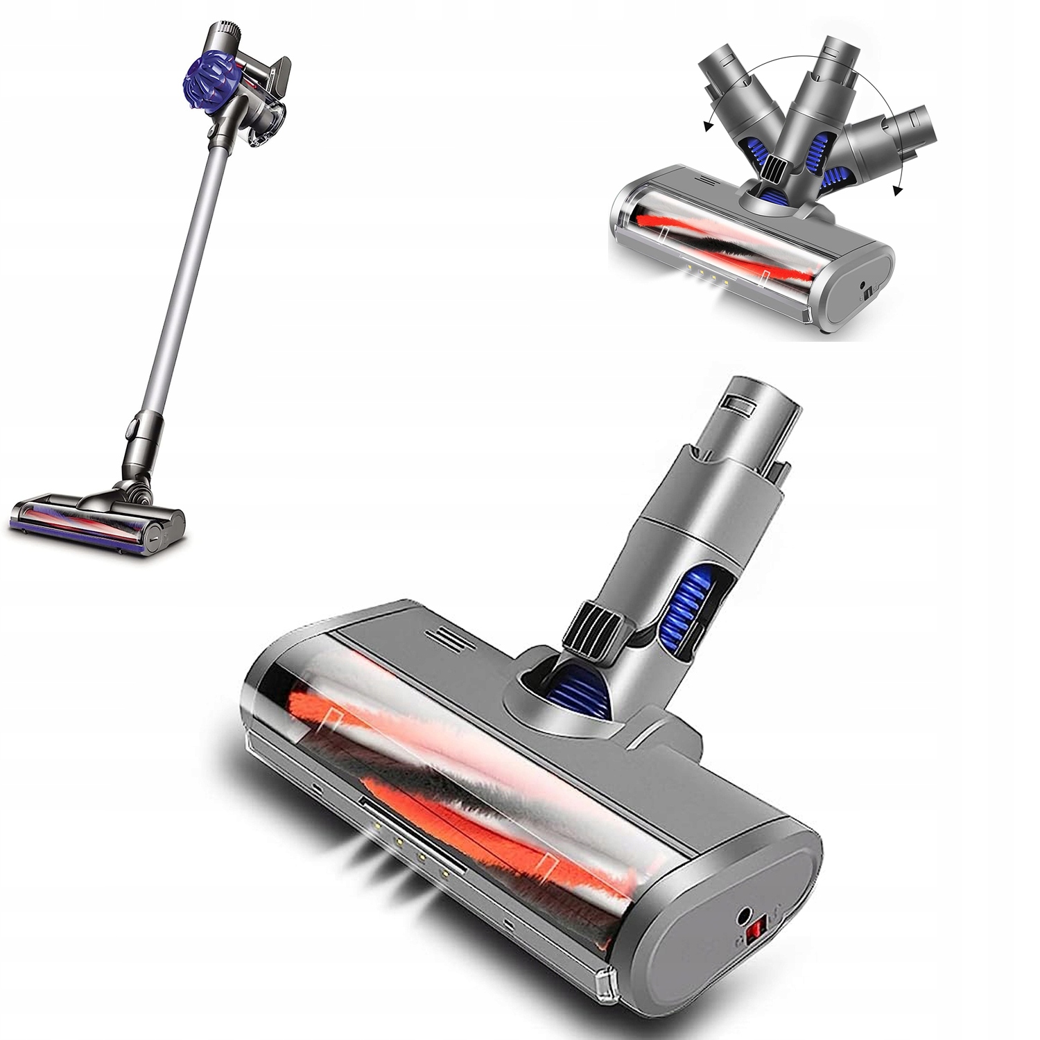Elektrický válcový kartáč, motorizovaný, turbo, kompatibilní s Dyson V6
