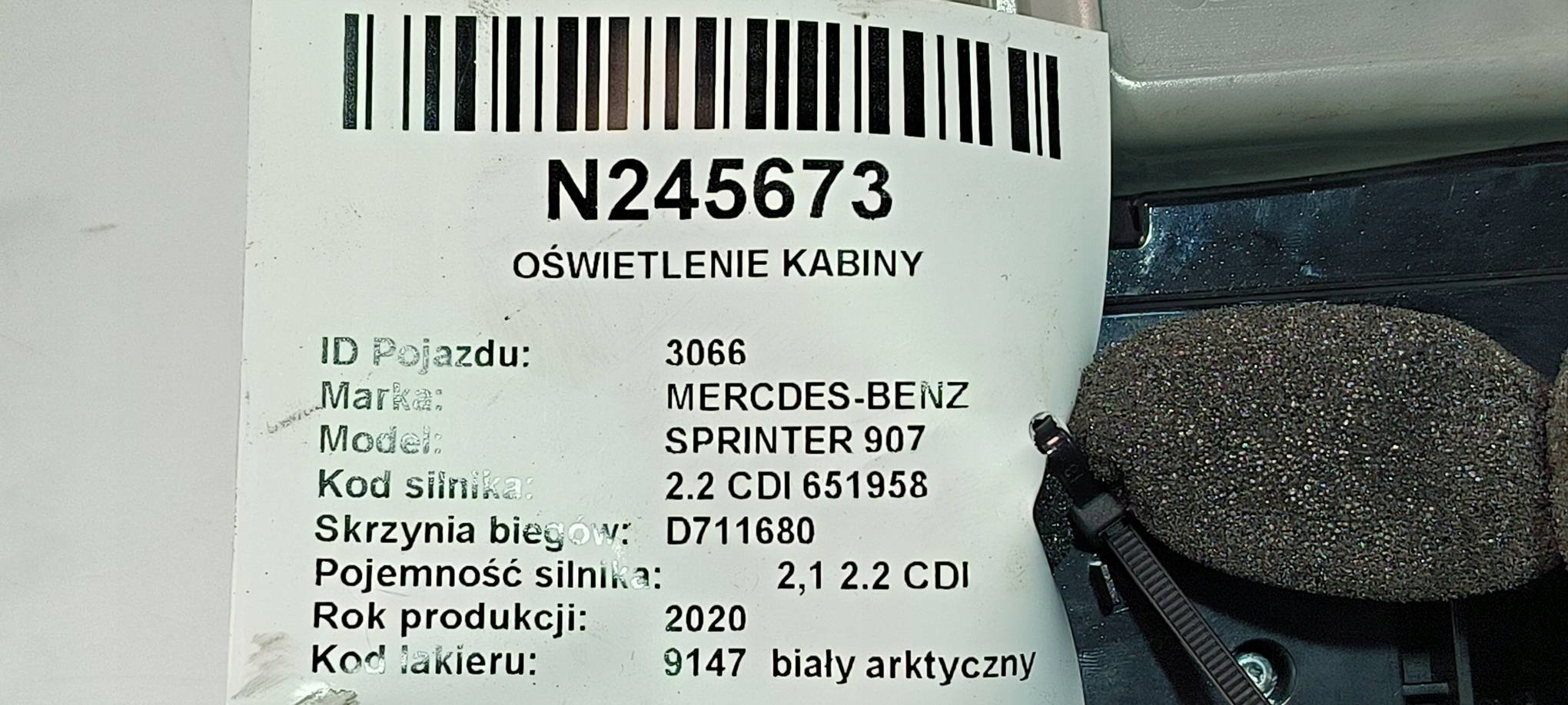 OSWIETLENIE cabs A9109007500 Mercedes-BENZ SPRINTER 907
