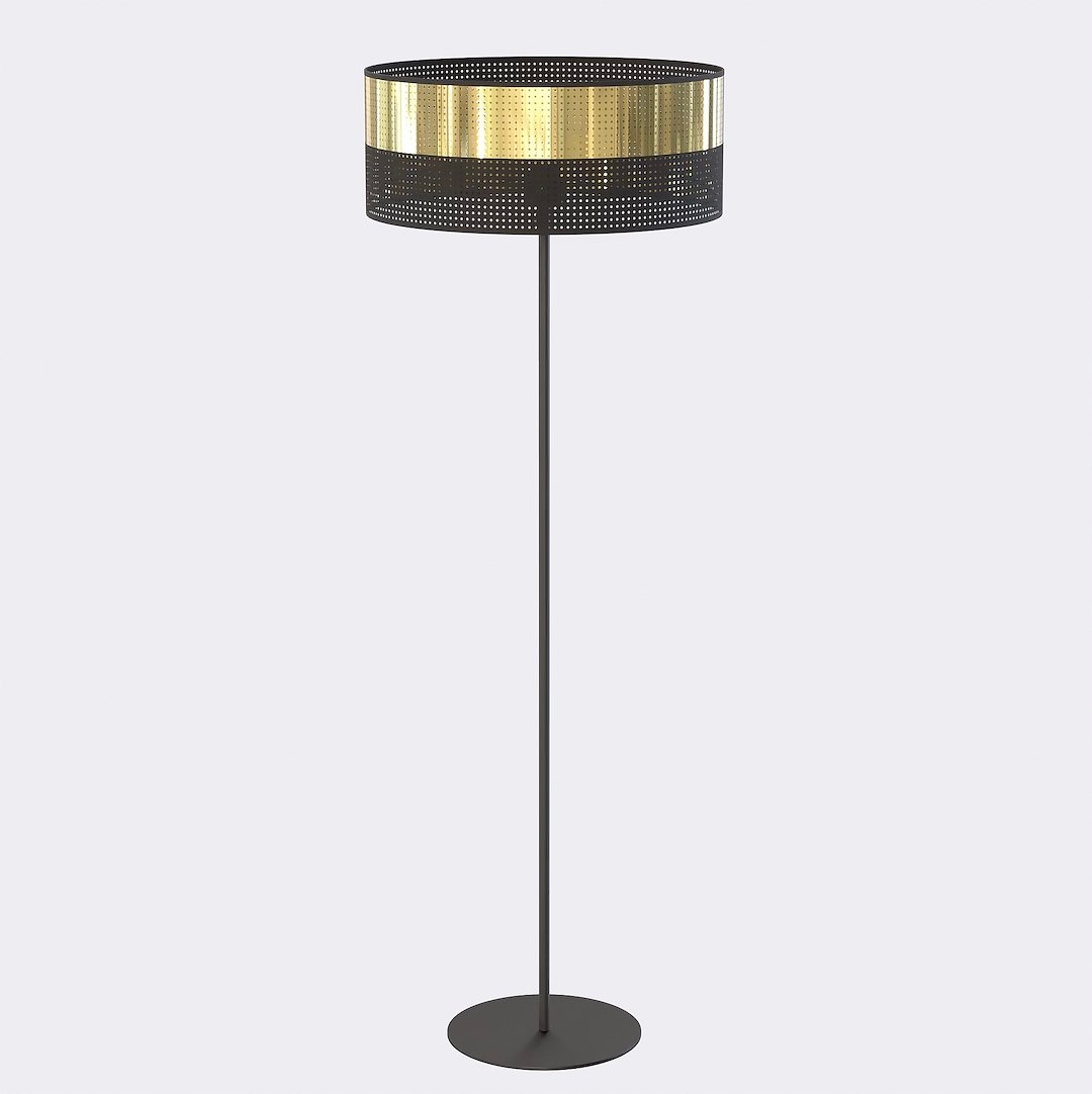 Podlahová lampa Lux LP1 Gold čierna, vysoká, E27, 143 cm, moderná