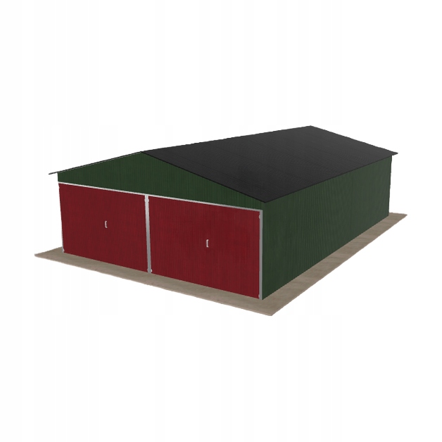 Plechová garáž 6x8.5 m dvoupolohová, dvoupolohová, zelená