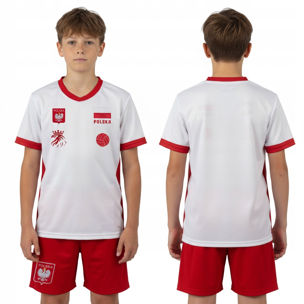 Strój siatkarski 2w1 dla dziewczynki chłopca Polska Twój Napis 140