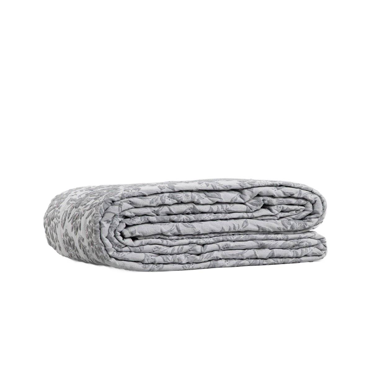 Žakárová přikrývka Claro s květinovým vzorem šedá 200 x 220 cm Homla