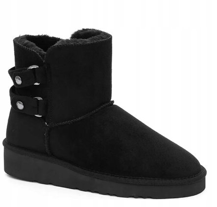 Island Boot Černé Sněhule S Kožešinou A Přezkami 37 3DE