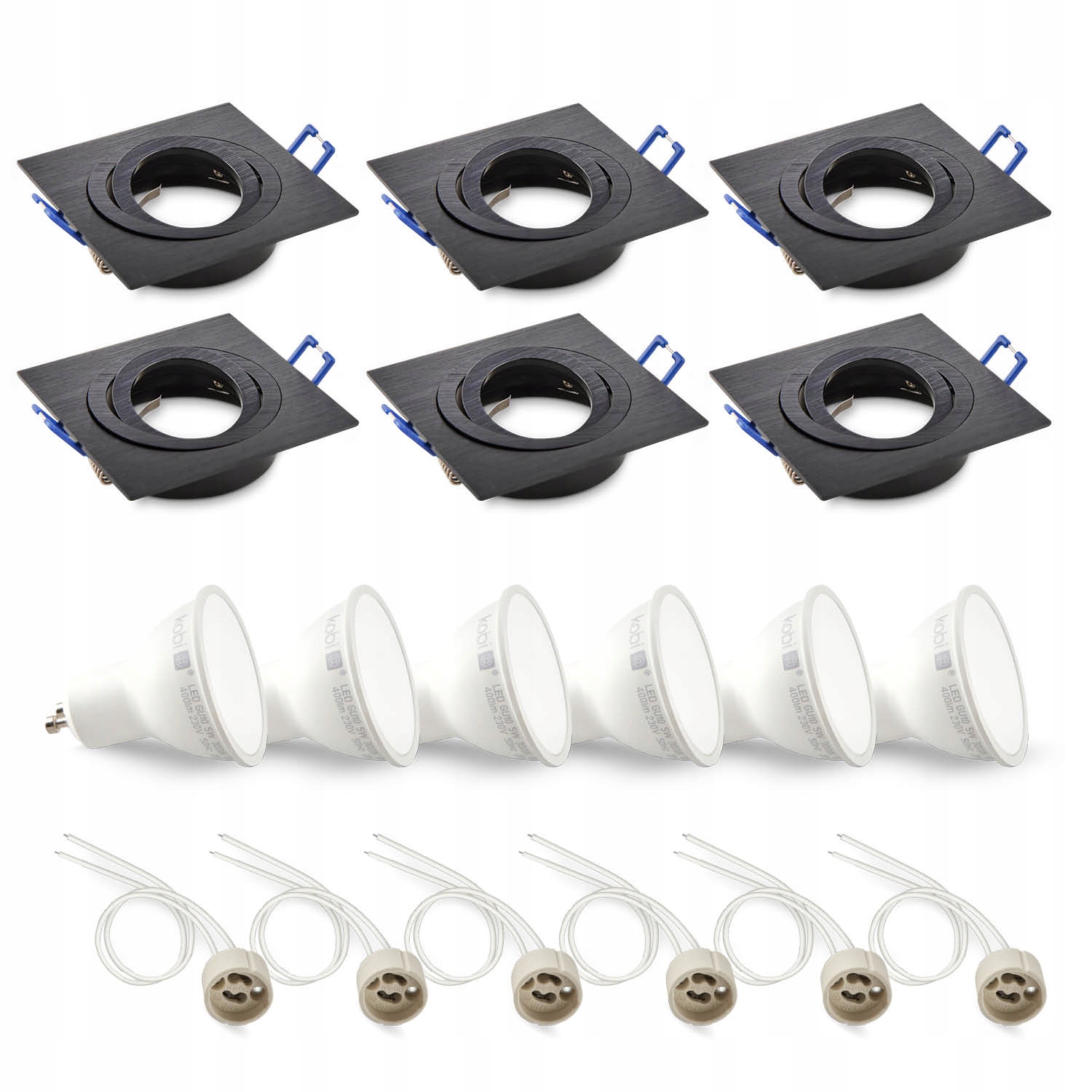 Sada 6x pohyblivé halogenové svítidlo LUMO9 Led GU10 5W studeně bílé