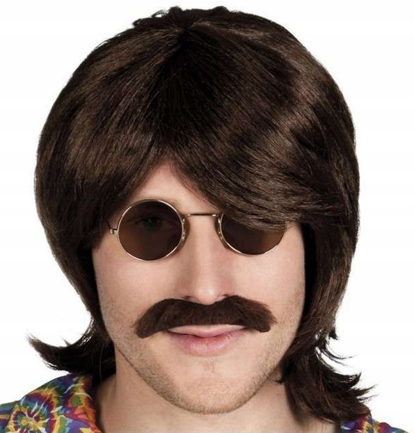 PERUKA MĘSKA JOHN LENNON Z WĄSAMI