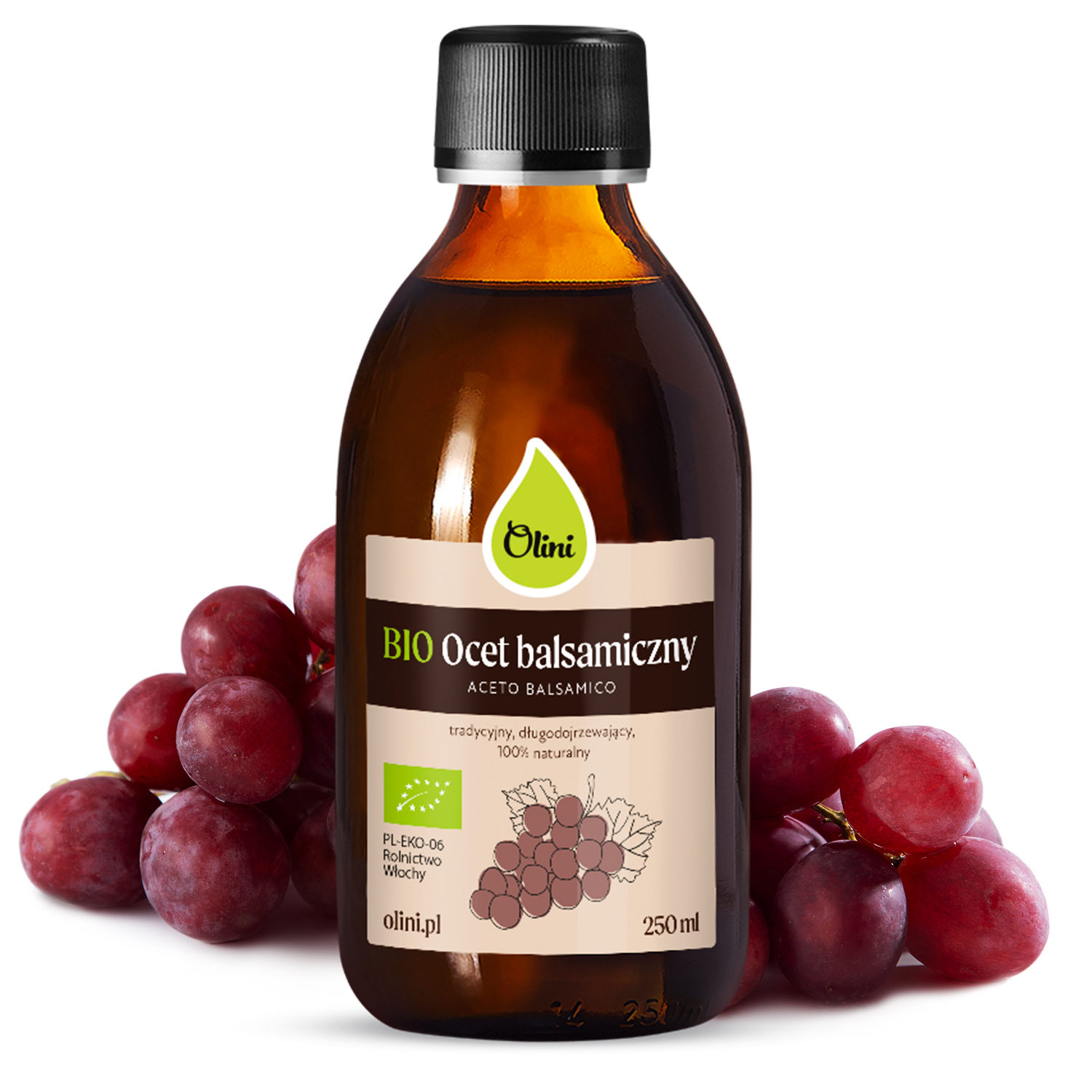 Levně Balzamikový ocet Bio 100% přírodní z Itálie s hlubokou chutí Olini 250 ml