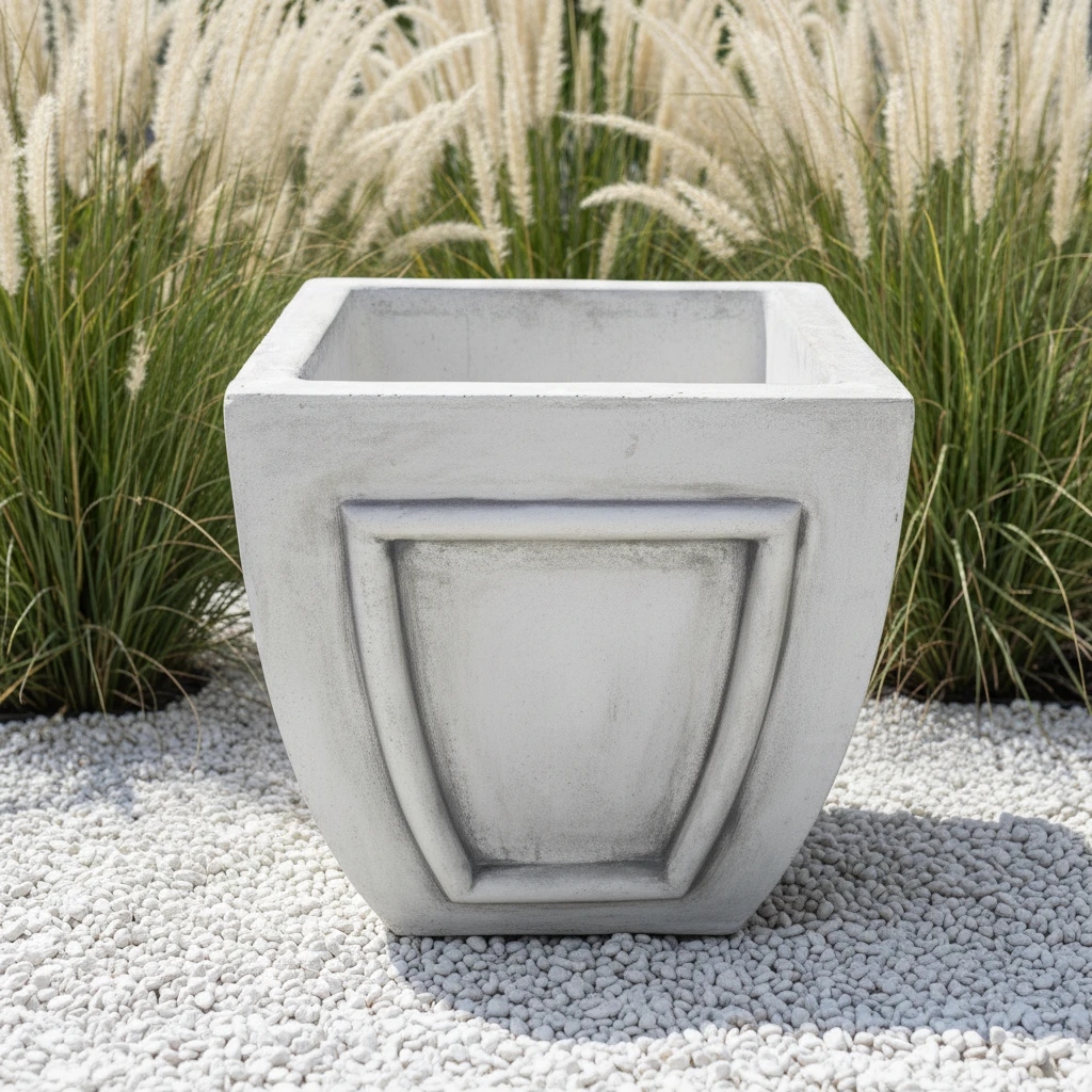 Zahradní figurka Váza Velký Čtverec H: 61 cm betonová