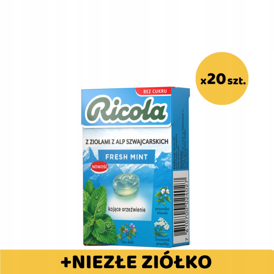 Levně Ricola Fresh Mint 27,5 g (souhrnně 20 kusů) Dárek
