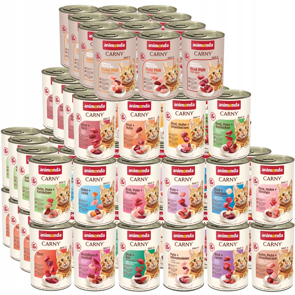 Animonda Carny+Single Protein plechovka Set 76x400g – MIX všech příchutí