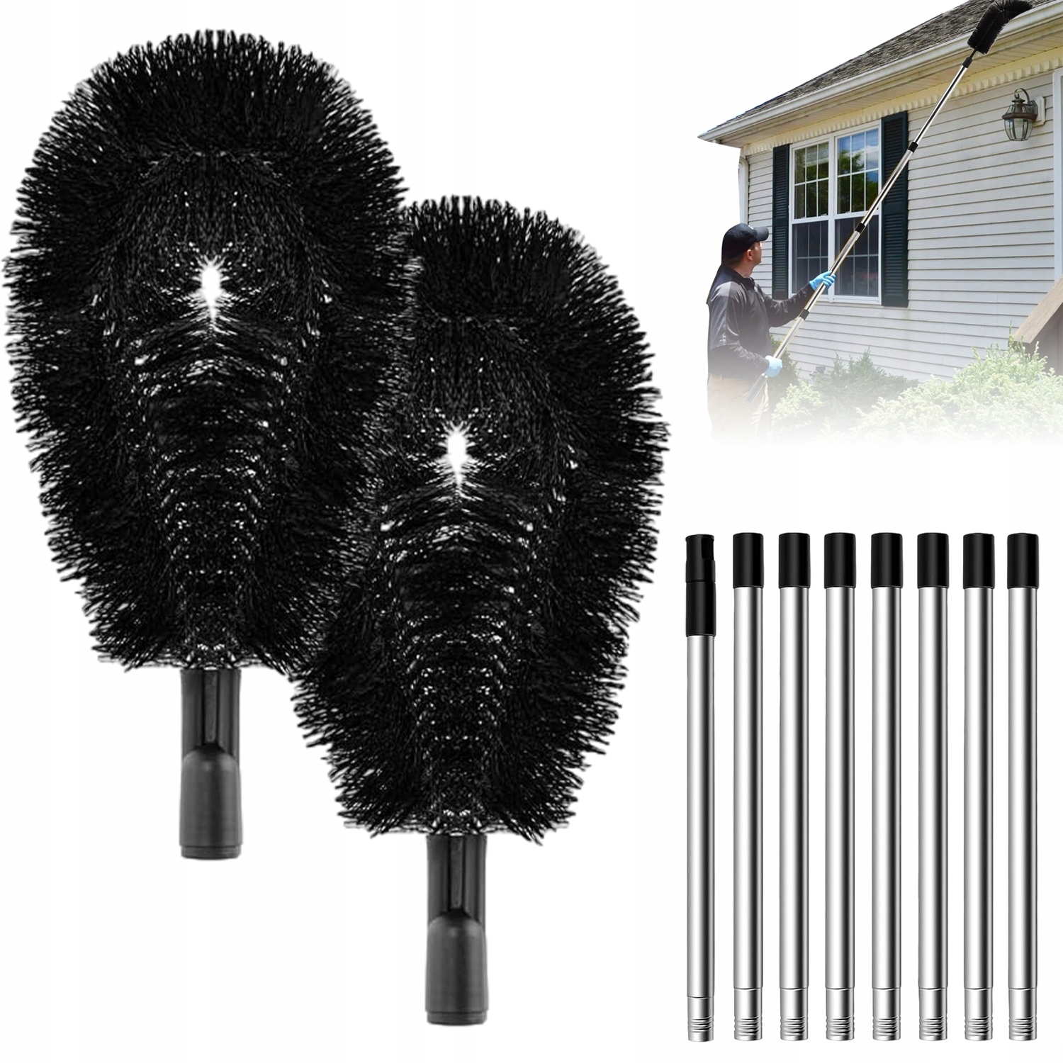 Levně Nástroj Na Čištění Okapů 310 CM Teleskopický 8 Trubek Nerezová Ocel