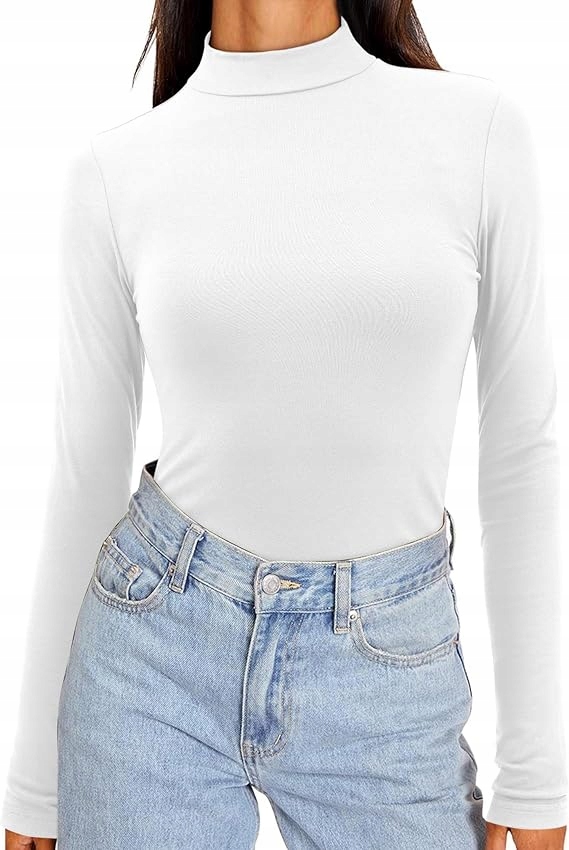 Tričko Dámské Bílé S Golfem Dlouhý Rukáv Přiléhavá Elegantní XXL halenka