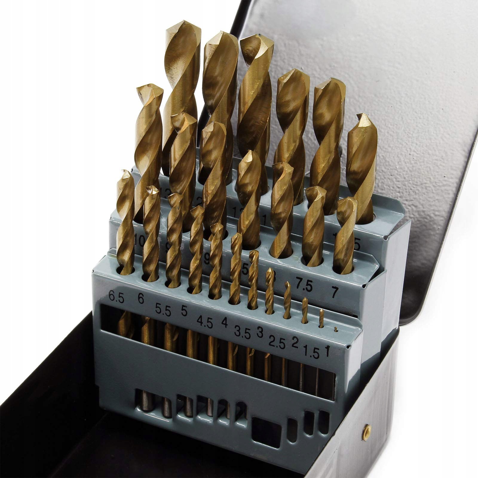 Wiertła Do Metalu Hss 25 Szt 1-13MM 118° Zestaw W Pudełku Stalowym Mocne