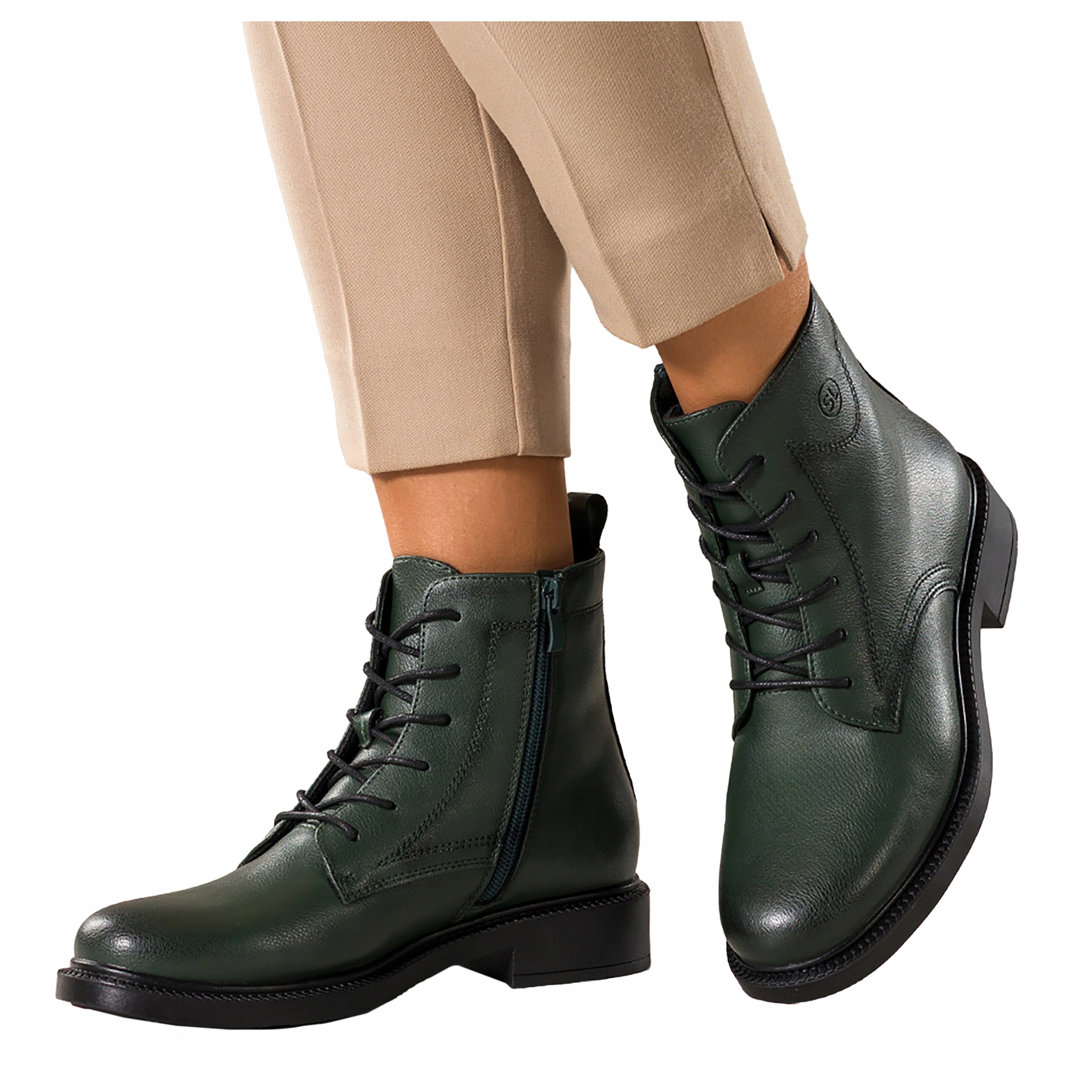 Zelené dámské kotníkové boty Kožené Boty Pohodlné Stylové Módní Obuv vel. 36