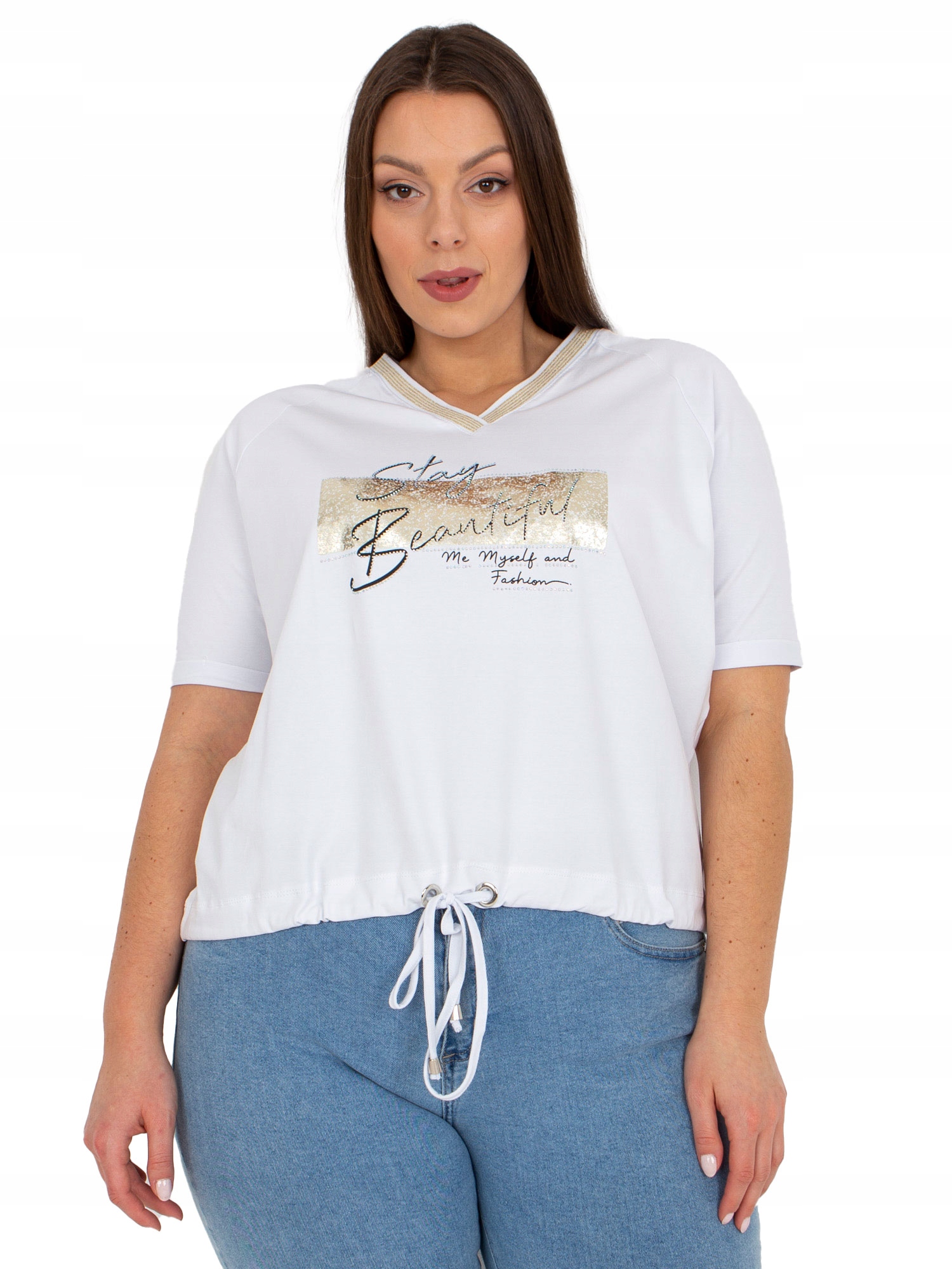 

Bluzka Damska Plus Size z dekoltem w serek