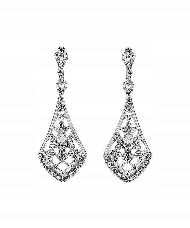 KOLCZYKI ŚLUBNE ŚLUBNE DŁUGIE CRYSTAL SREBRNE