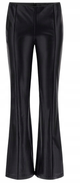 Guess Černé Elegantní Kalhoty S Koženým Efektem Ve Zvonu Xs 2CB