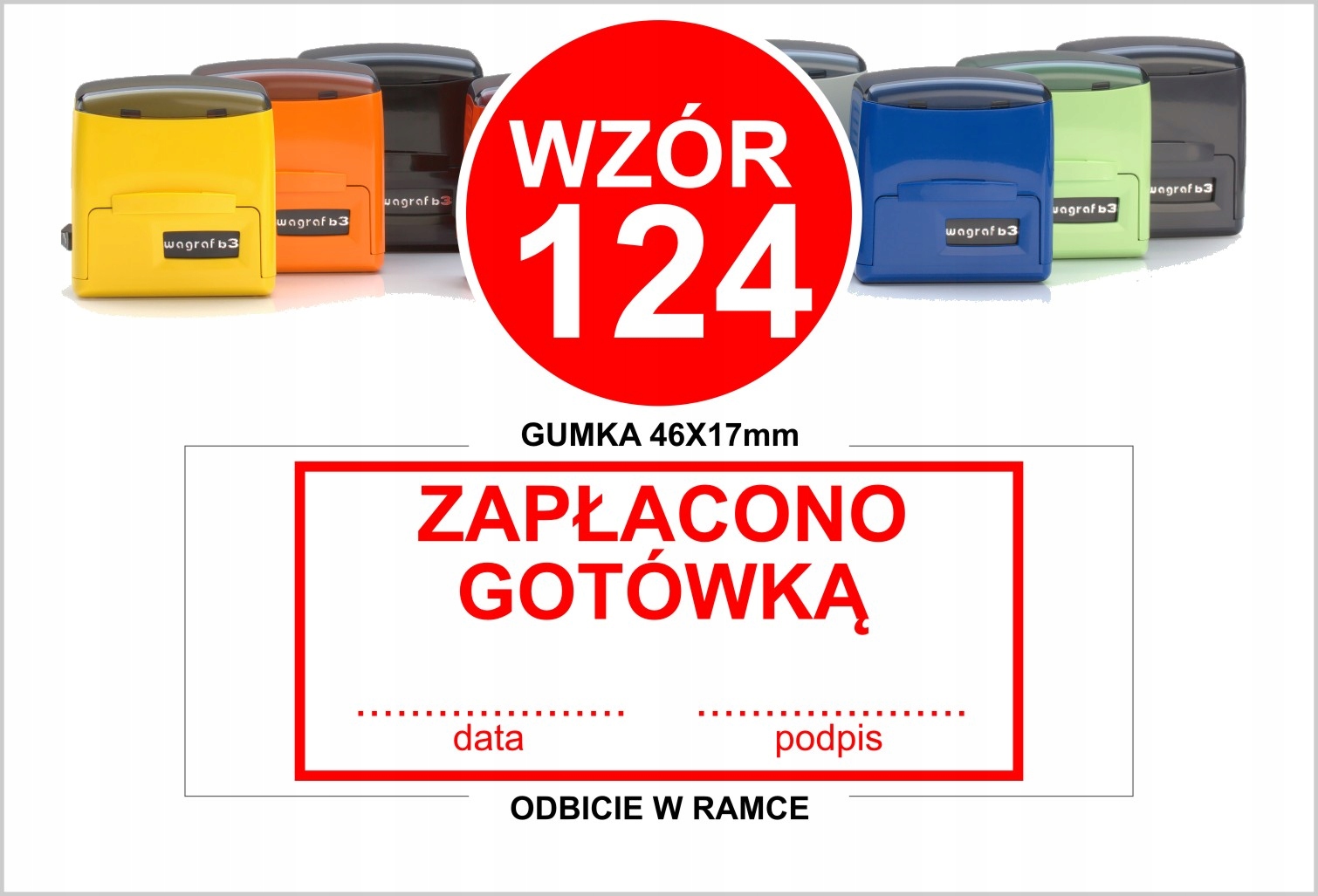 Pieczątka ZAPŁACONO GOTÓWKĄ wzór nr 124