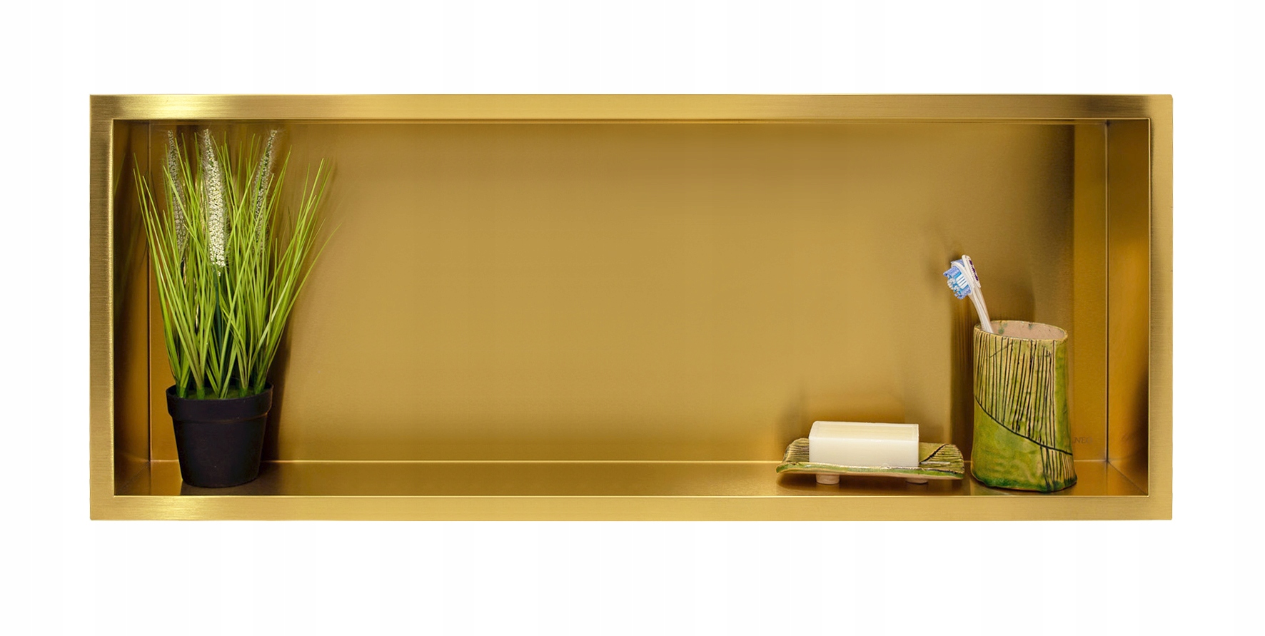Jednoduchá zlatá polica 90x30x7 cm Wall-box One Gold Brass