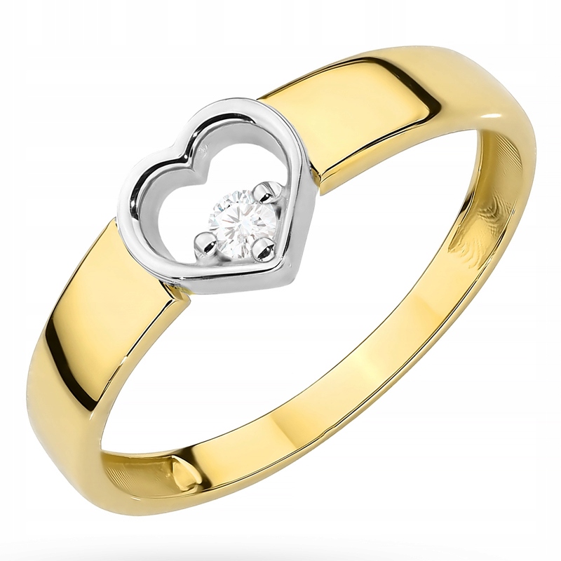 Złoty Pierścionek pr. 333 Szeroka Obrączka Serce z Cyrkoniami 8k r.20