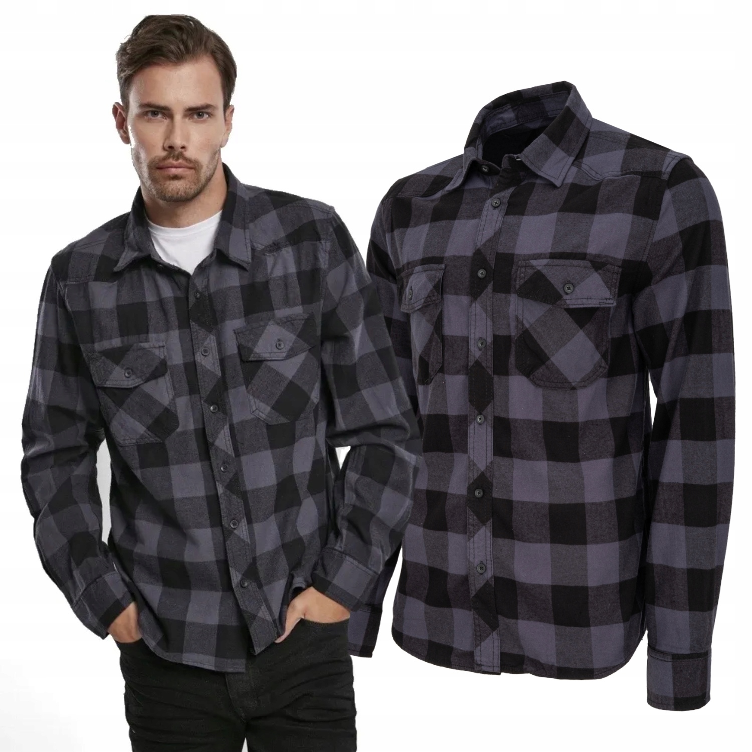 Košile s dlouhým rukávem Brandit Check Shirt Black-Grey 3XL