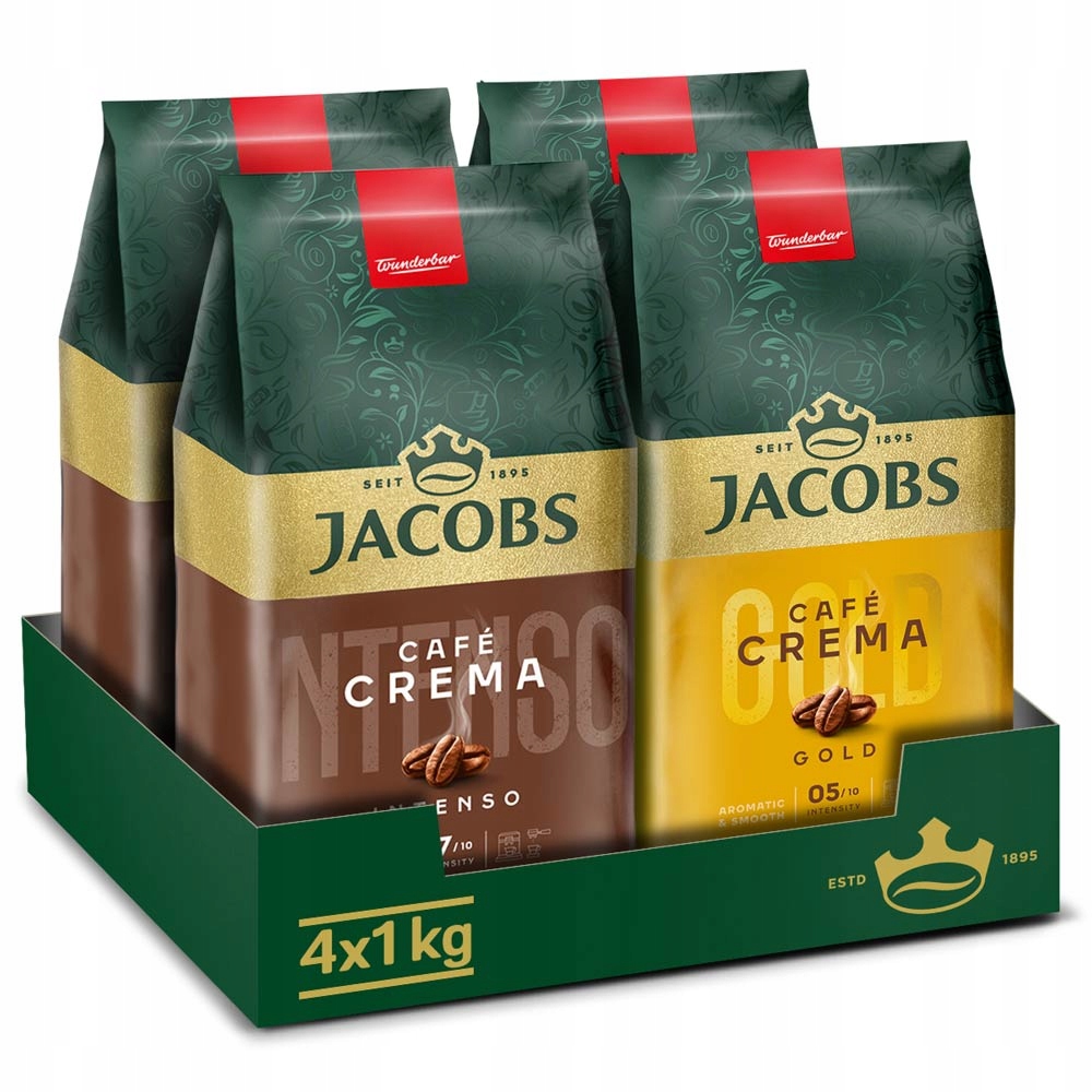 Kawa ziarnista Jacobs Crema Gold, Crema Intenso, 4x 1kg