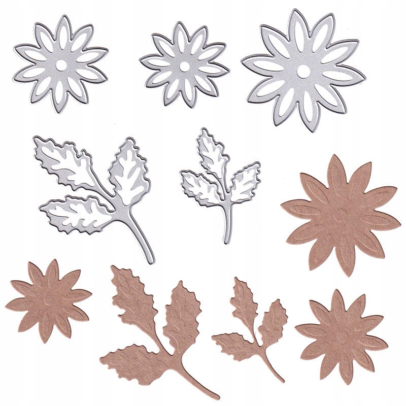 Wykrojnik Metalowy scrapbooking kwiaty liście