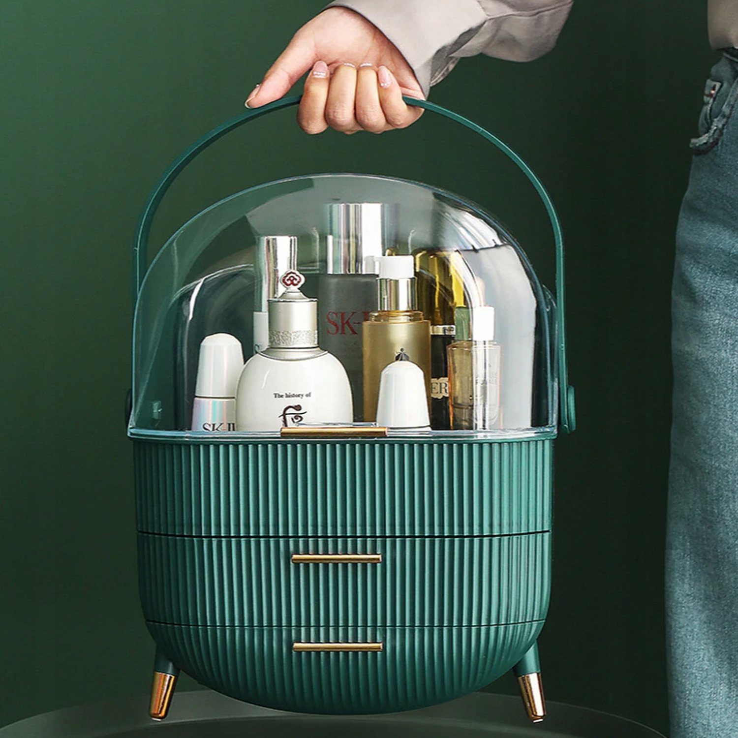 Szkatułka organizer kuferek z szufladami na kosmetyki biżuterię XXL Megan Głębokość produktu 18 cm