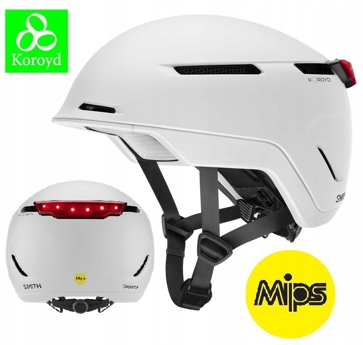 Kask rowerowy miejski Smith Dispatch Mips Koroyd +Lampka Usb white M 55-59