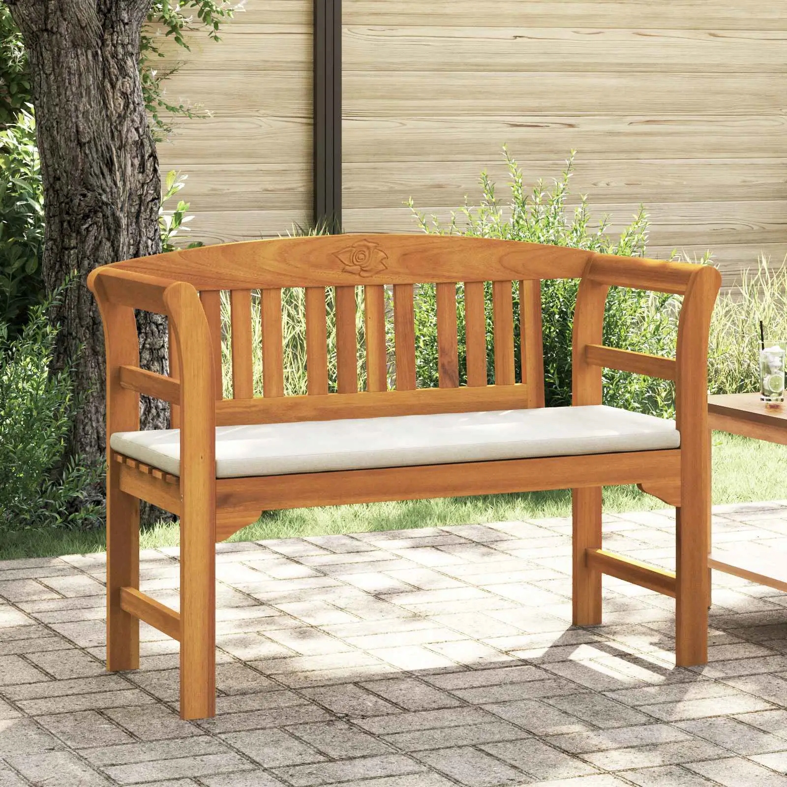 vidaXL Růžová lavice s polštářem Přirozená 114 x 46 x 82,5 cm