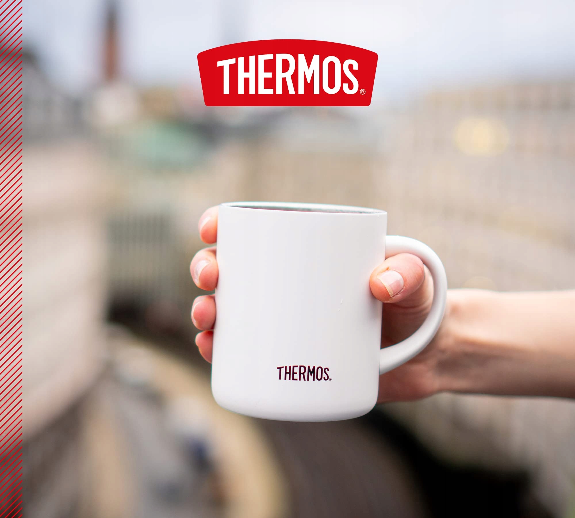 THERMOS Kubek Longlife 0,35l Biały Stalowy Z Pokrywką Na Kawę Camping — miniatura 6
