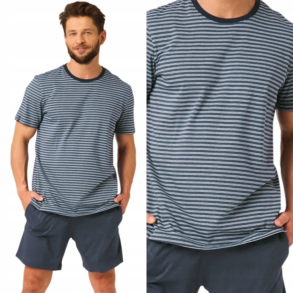 Pánské Pyžamo Key 310 s proužky XL 50 Tmavě modrá