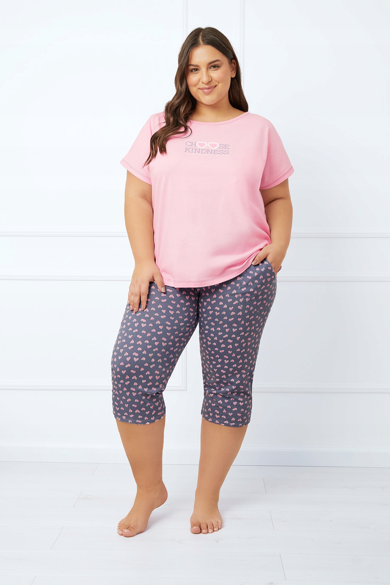 Dámské pyžamo s krátkým rukávem, 3/4 kalhoty Lotte XXL Italian Fashion