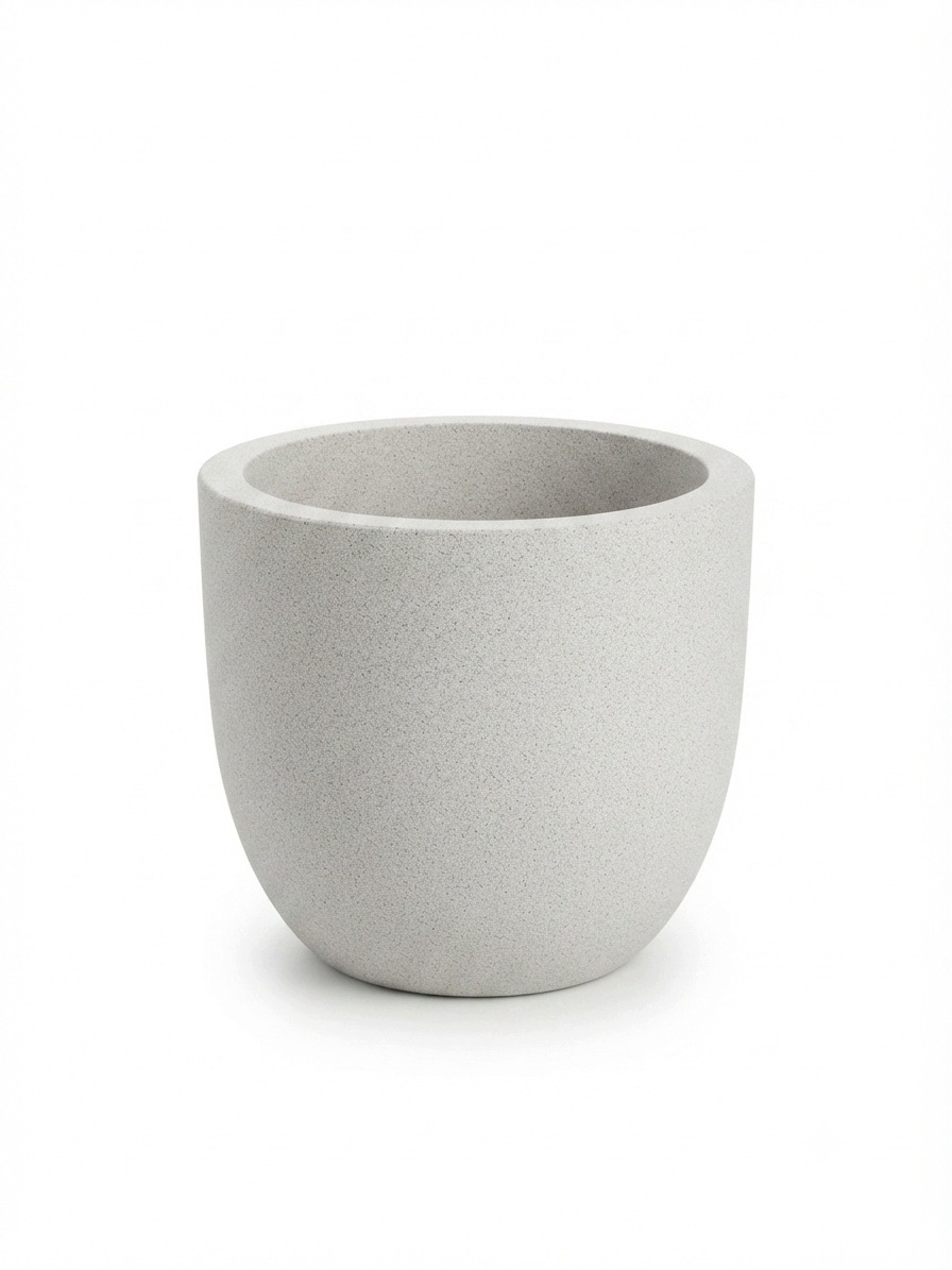 Włoska Donica Okrągła Etria 54 cm Grain Biało Szara Matowa Donice Okrągłe