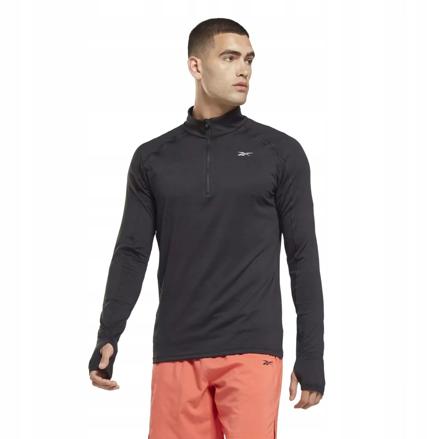 Reebok Czarna Bluza Męska Z Długimi Rękawami I Półgolfem L X_b