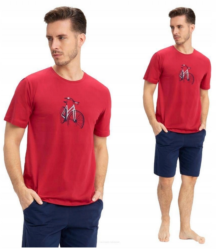 Luna Pánské Pyžamo Šortky Krátký Rukáv 734 Bordó M 38