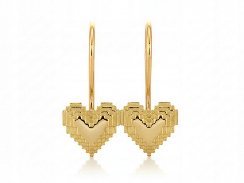 Náušnice zlaté dámské 585 srdíčka lesklé na biglu 17.2 mm x 7.7 mm 1.28 g