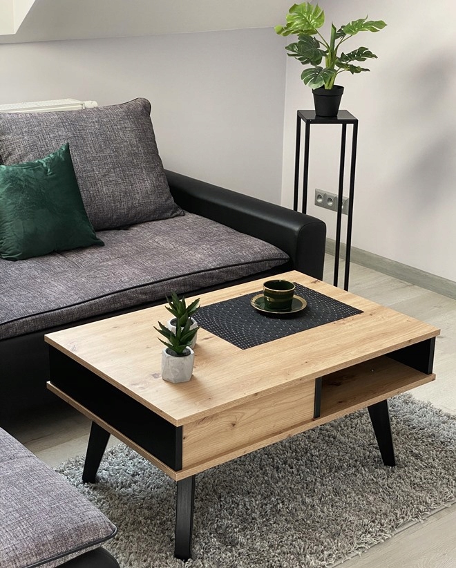 STOLIK KAWOWY RUMBA III Z SZUFLADĄ DĄB ARTISAN Grubość blatu 1.8 cm