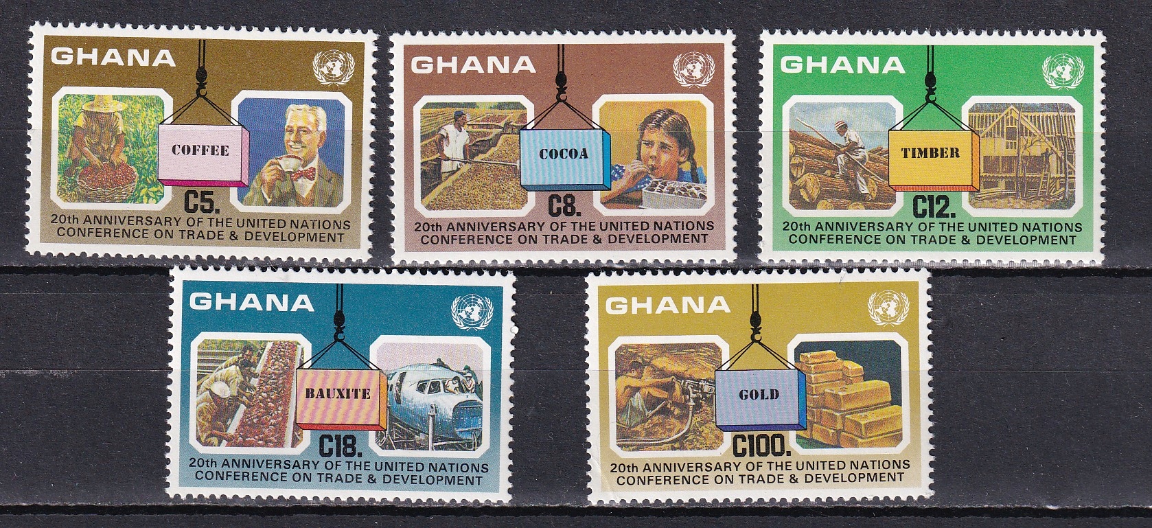 Ghana, Mi 1118-1122, 1985r., A3676