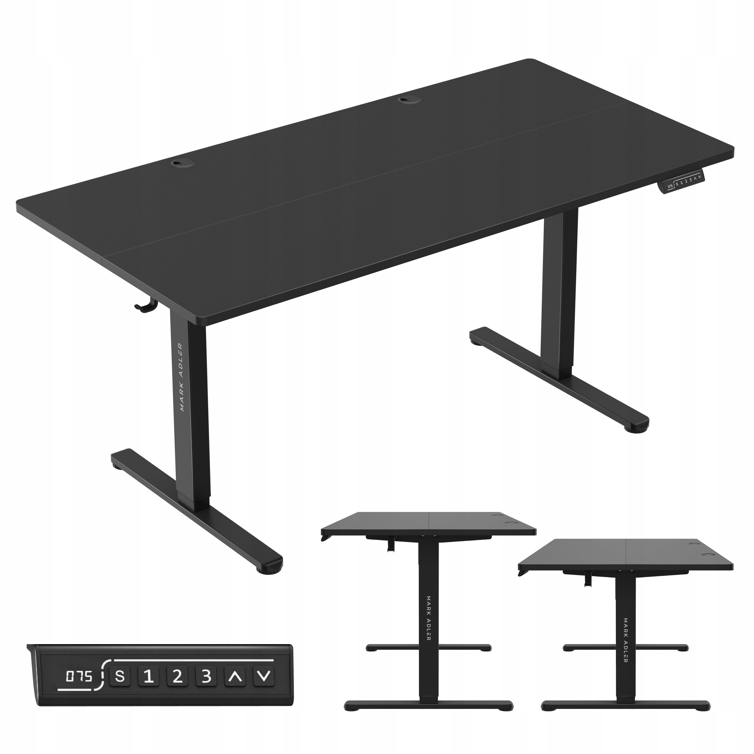 elektrický psací stůl nastavitelný 160 x 80 cm Mark Adler Leader 7.6 Black