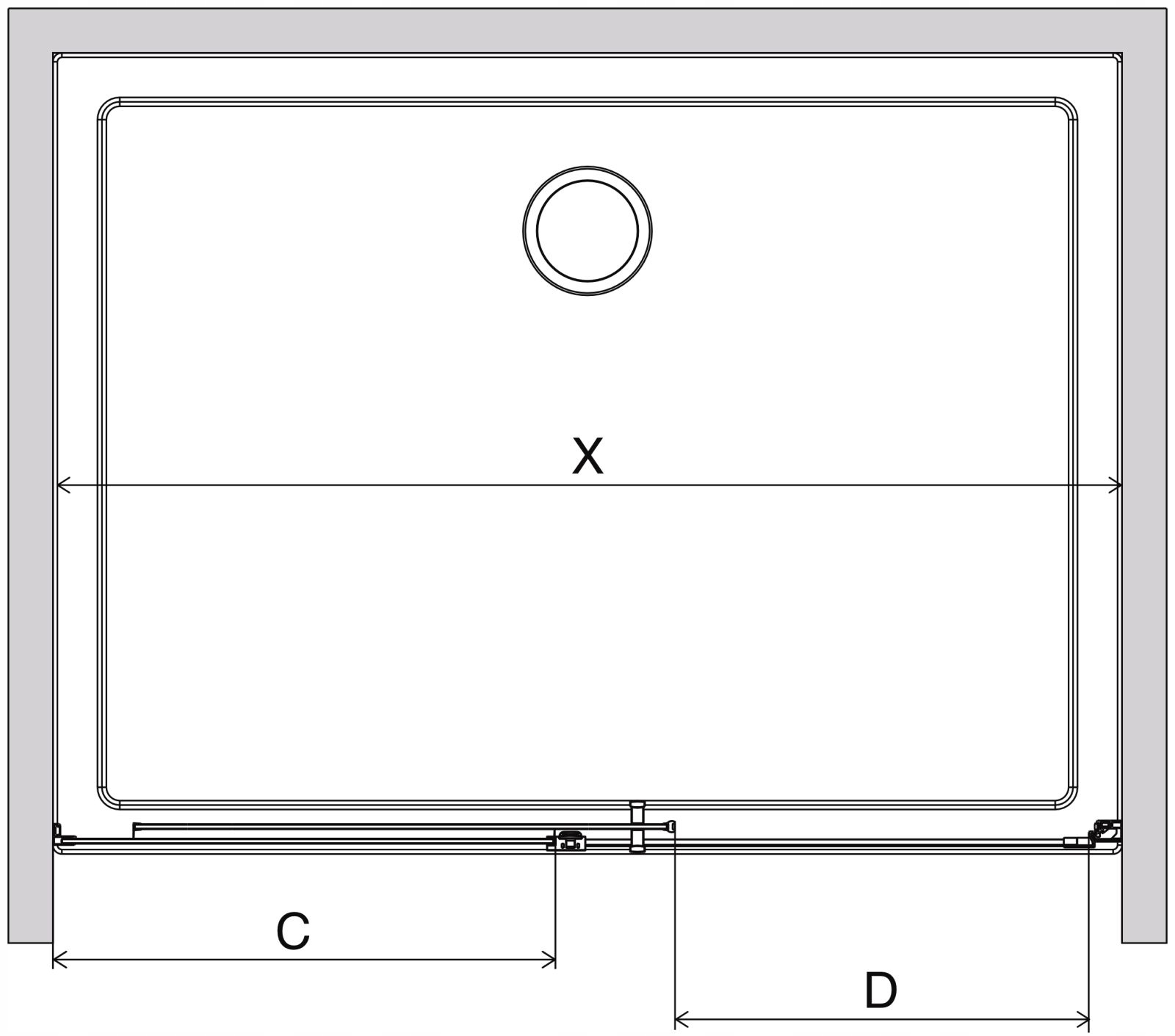 Drzwi wnękowe szklane złoty profil 160 cm L grafit Wykończenie szkła inne